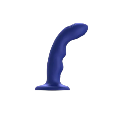 Насадка для страпона з подвійною точковою пульсацією Strap-On-Me TAPPING DILDO WAVE – NIGHT BLUE, М