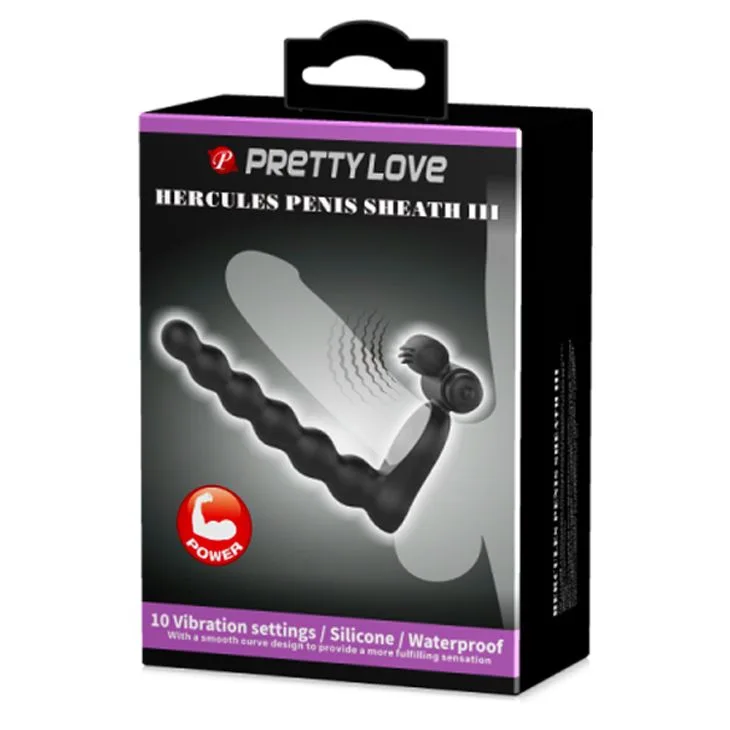 Насадка для анального сексу з вібрацією PRETTY LOVE - Hercules Penis Sheath III, BI-210218 Закінчується