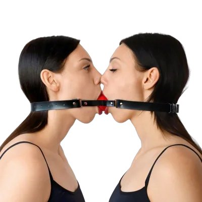 Подвійний кляп Art of Sex - Twins, натуральна шкіра
