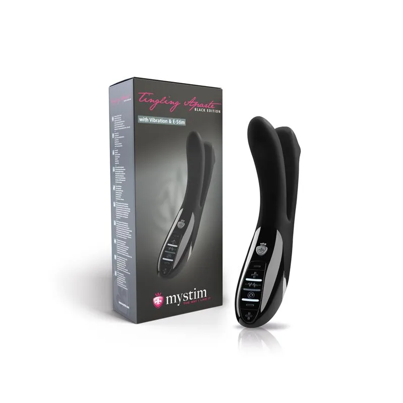 Вибратор двойной с электростимуляцией Mystim Tingling Aparte eStim Black, миостимулятор