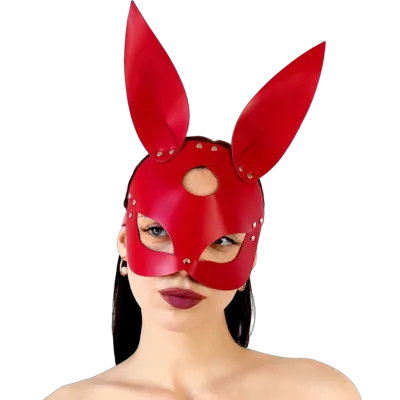 Шкіряна маска Зайчика Art of Sex - Bunny mask, колір Червоний