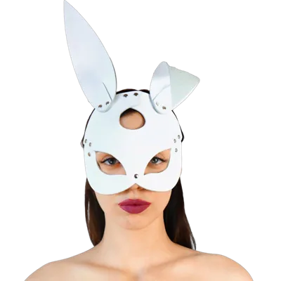 Шкіряна маска Зайчика Art of Sex - Bunny mask, колір Білий