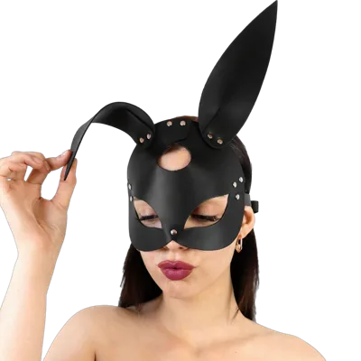 Шкіряна маска Зайчика Art of Sex - Bunny mask, колір Чорний