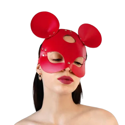 Шкіряна маска мишки Art of Sex - Mouse Mask, колір Червоний
