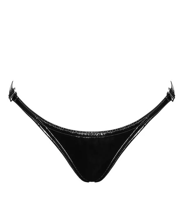 Трусики Noir Handmade P014 Dominae PVC panty with silver clasp XL