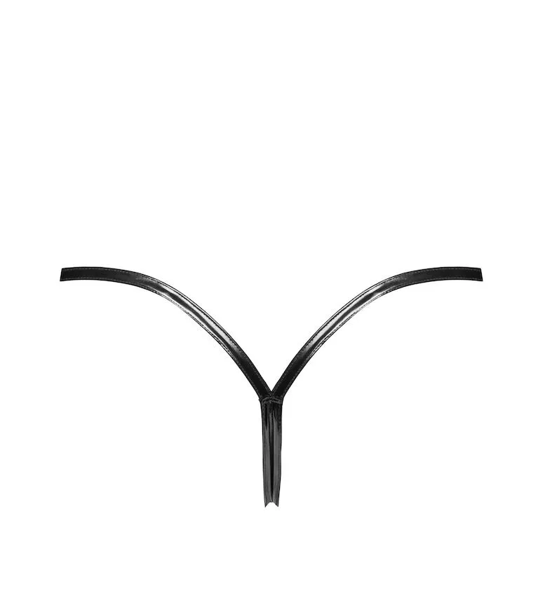 Трусики Noir Handmade P014 Dominae PVC panty with silver clasp S