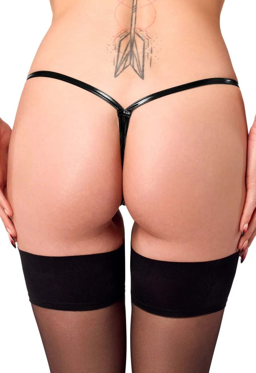 Трусики Noir Handmade P014 Dominae PVC panty with silver clasp XXL