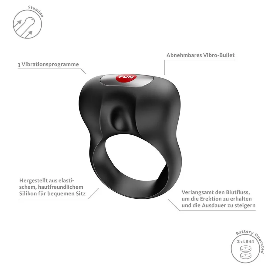 Эрекционное виброкольцо Fun Factory Steady Black