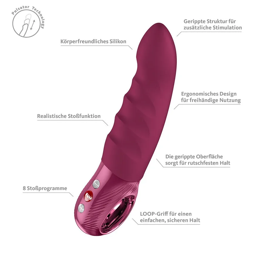 Пульсатор Fun Factory Stronic Deep, Wine Red, 8 режимов работы, перезаряжаемый