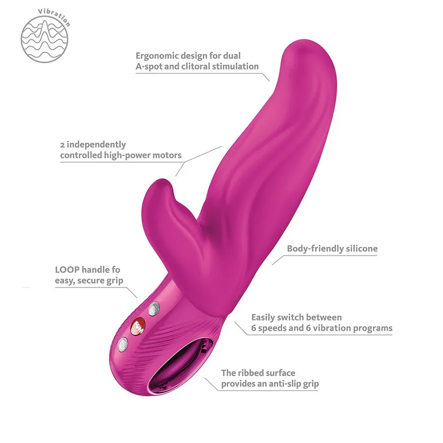 Вібратор-кролик для точки А Fun Factory LADY BI Magenta, 2 мотори, 12 режимів