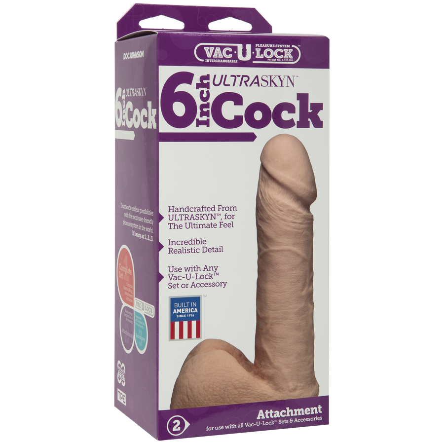 Фалоімітатор Doc Johnson Vac-U-Lock - 6 Inch ULTRASKYN Cock White, діаметр 4,3 см
