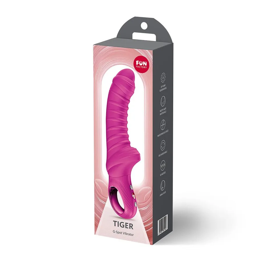 Вибратор для точки G Fun Factory TIGER Magenta, ребристый, подходит для анальной стимуляции