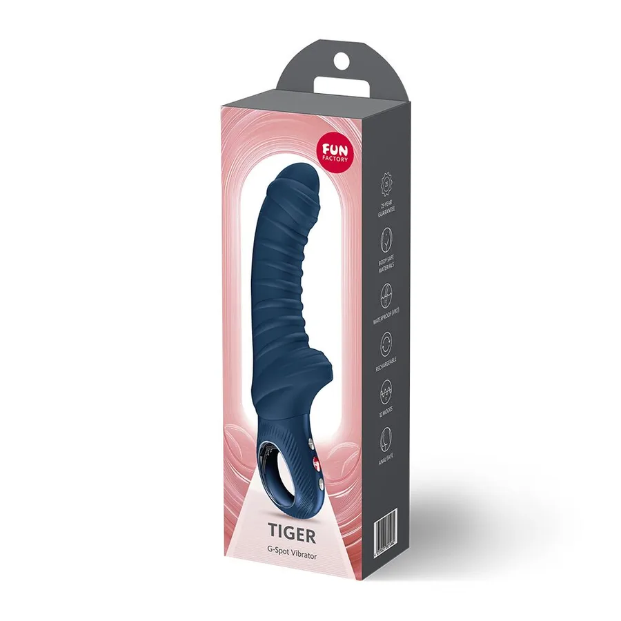 Вібратор для точки G Fun Factory TIGER Nightblue, ребристий, підходить для анальної стимуляції
