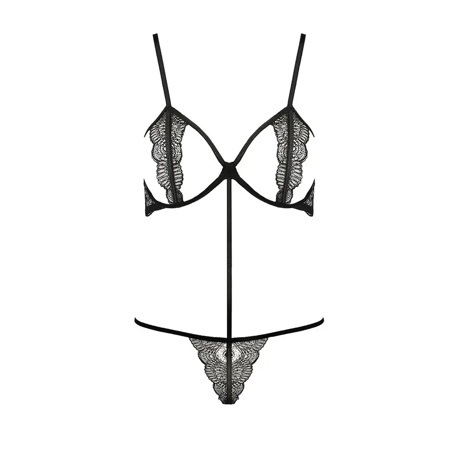 Комплект белья Passion Exclusive QUENTRIS BIKINI S/M, black, стринги и полуоткрытый лиф