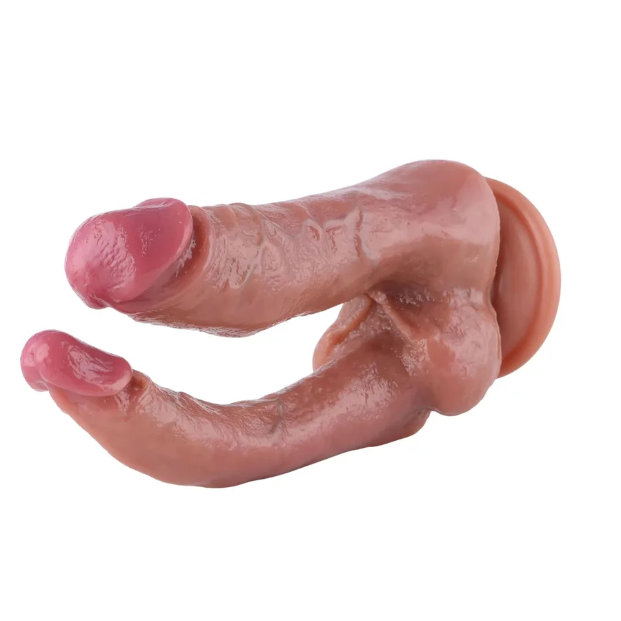 Двойной фаллоимитатор для секс-машин Hismith Double Penetrator, 9.25″, KlicLok и присоска