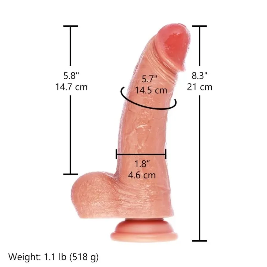 Фалоімітатор для секс-машин Hismith 8.25" Dual-density dildo with veins, система KlicLok