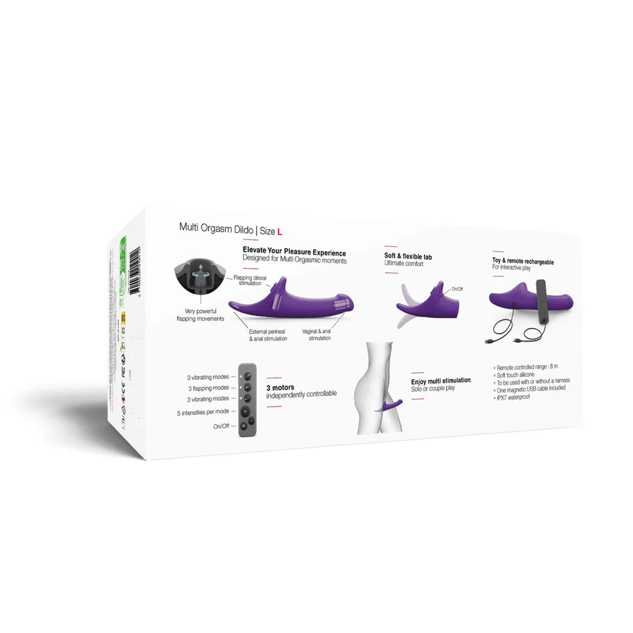 Вібронасадка для страпону з вакуумною стимуляцією Strap-On-Me Multi Orgasm Dildo L Purple