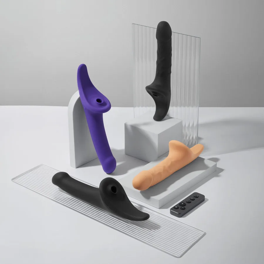 Вібронасадка для страпону з вакуумною стимуляцією Strap-On-Me Multi Orgasm Dildo L Purple