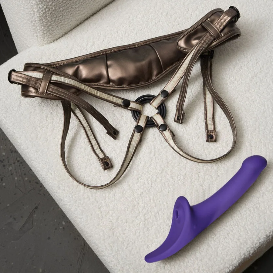 Вібронасадка для страпону з вакуумною стимуляцією Strap-On-Me Multi Orgasm Dildo L Purple
