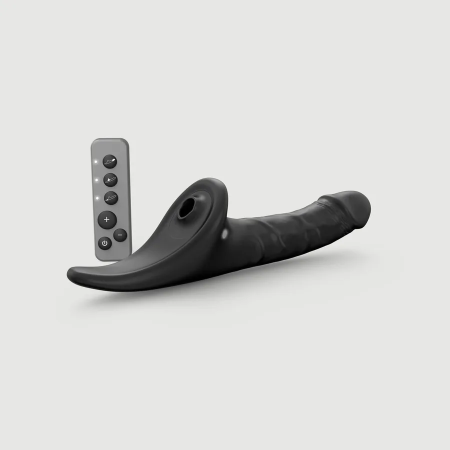 Вібронасадка для страпону з вакуумною стимуляцією Strap-On-Me Multi Orgasm Realistic Dildo M Black