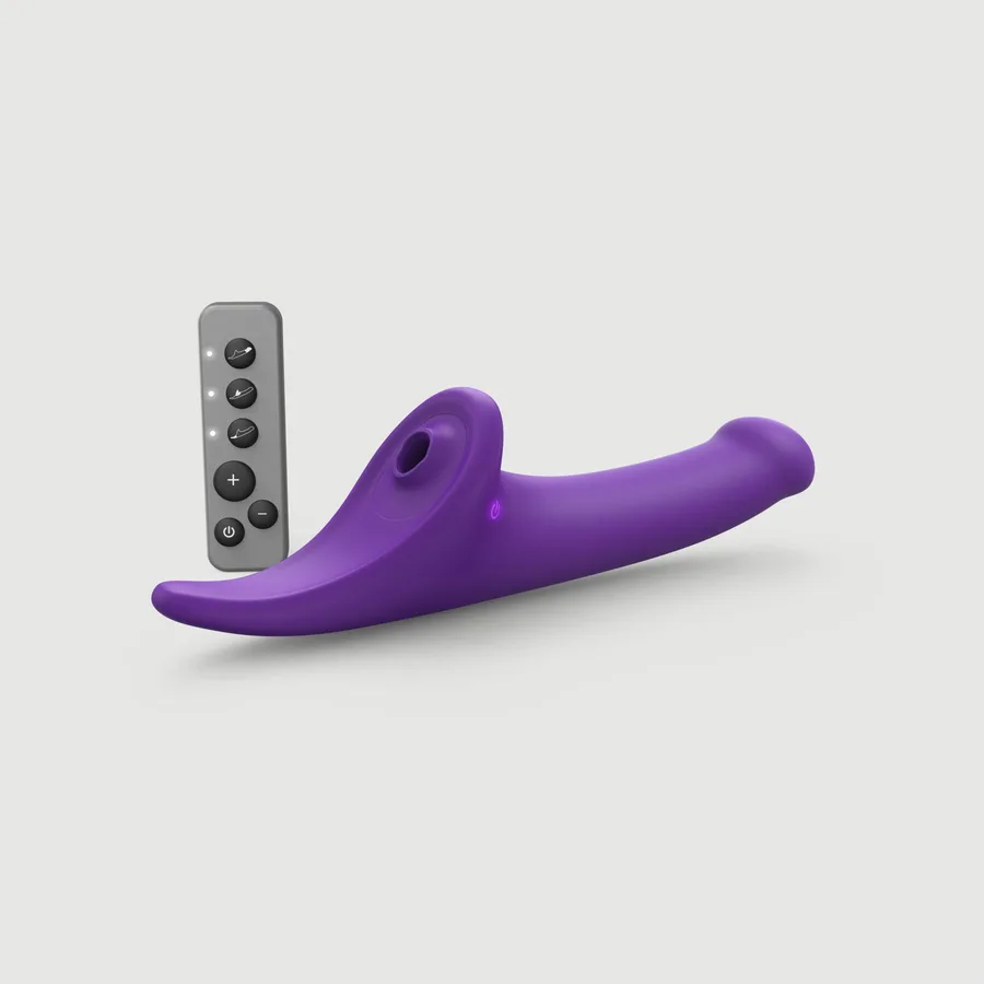 Вібронасадка для страпону з вакуумною стимуляцією Strap-On-Me Multi Orgasm Dildo M Purple