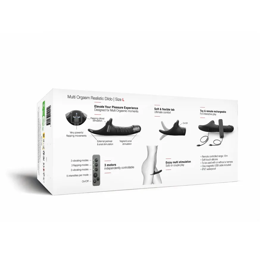 Вібронасадка для страпону з вакуумною стимуляцією Strap-On-Me Multi Orgasm Realistic Dildo L Black
