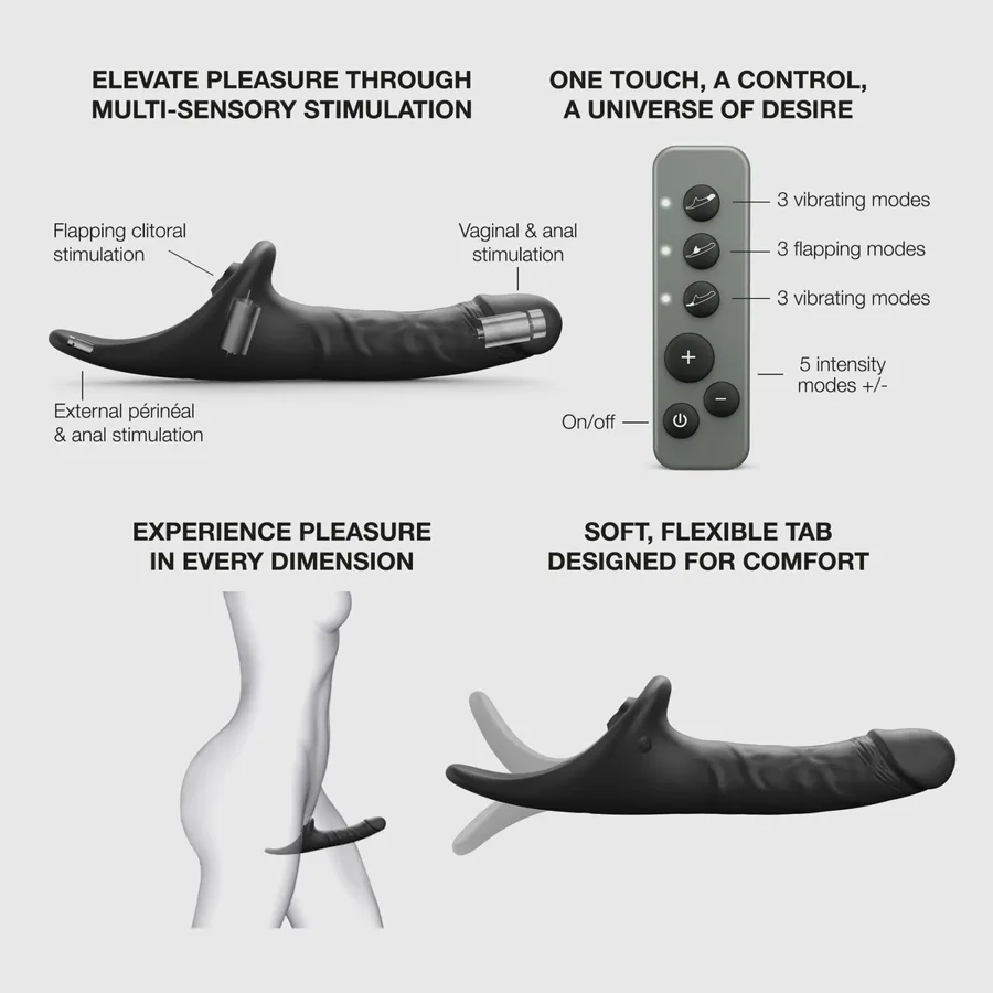 Вібронасадка для страпону з вакуумною стимуляцією Strap-On-Me Multi Orgasm Realistic Dildo L Black