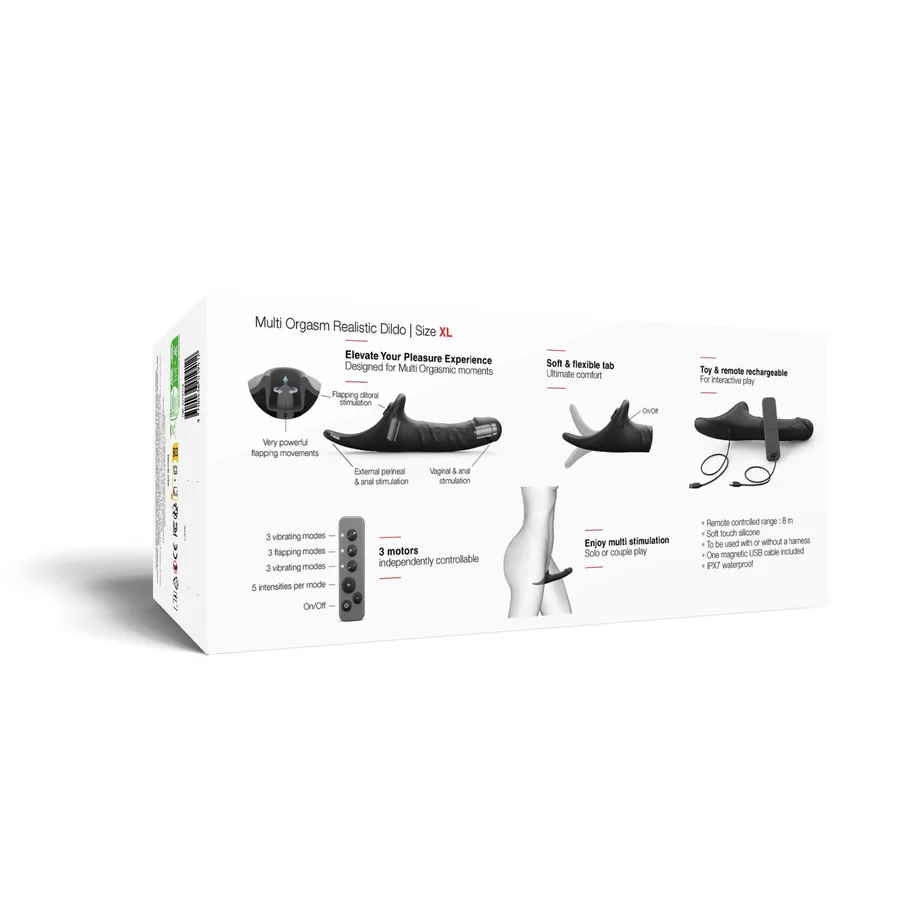 Вібронасадка для страпону з вакуумною стимуляцією Strap-On-Me Multi Orgasm Realistic Dildo XL Black