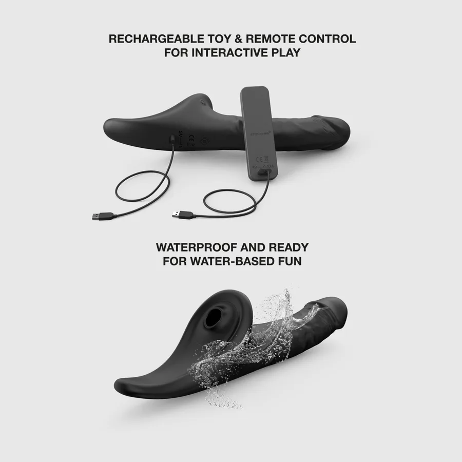 Вібронасадка для страпону з вакуумною стимуляцією Strap-On-Me Multi Orgasm Realistic Dildo XL Black