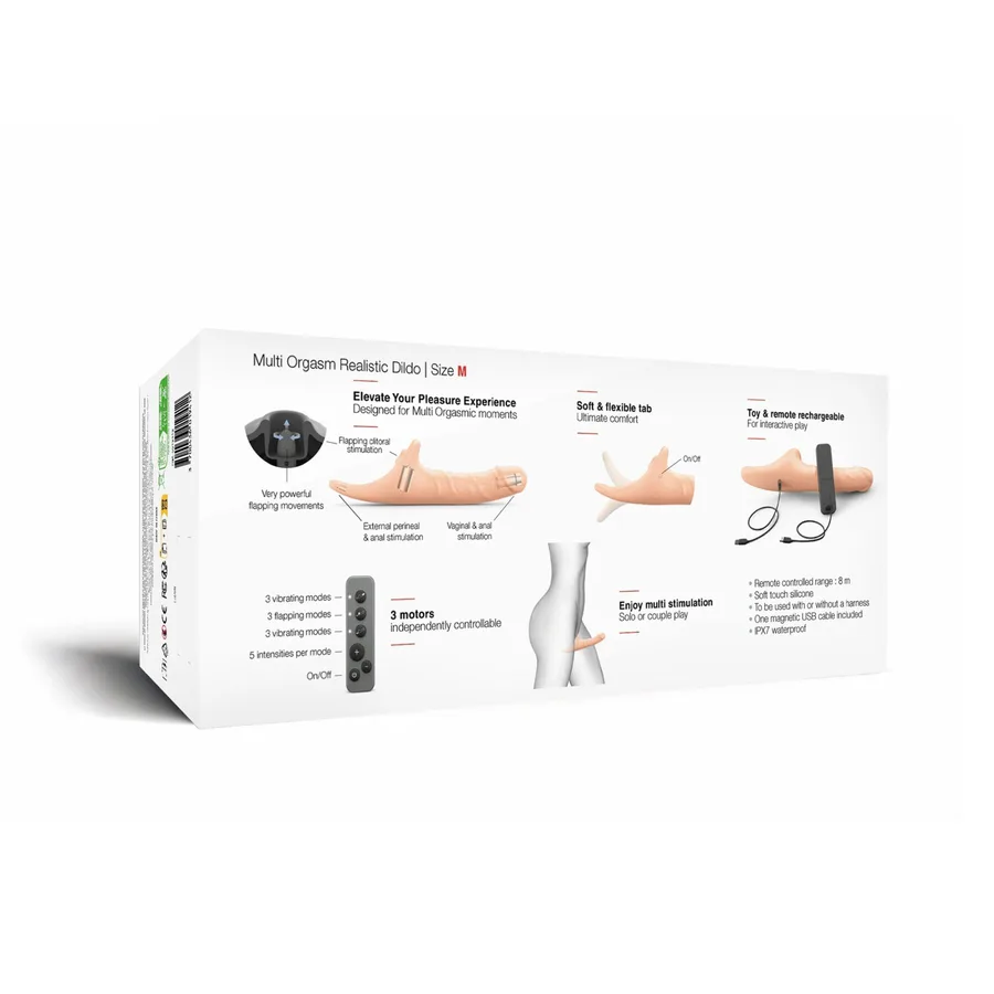 Вібронасадка для страпону з вакуумною стимуляцією Strap-On-Me Multi Orgasm Realistic Dildo M Vanilla