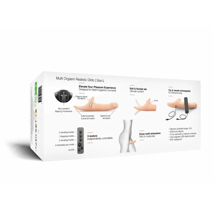 Вібронасадка для страпону з вакуумною стимуляцією Strap-On-Me Multi Orgasm Realistic Dildo L Vanilla