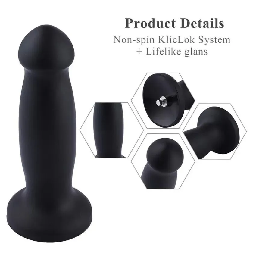 Силиконовый дилдо для секс-машин Hismith 7.2" Black Silicone Anal Dildo, система KlicLok
