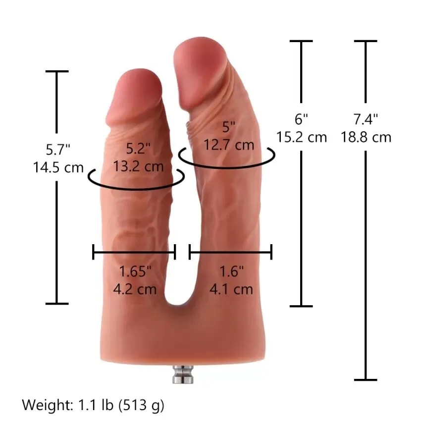 Подвійний фалоімітатор для секс-машин Hismith Silicone Double Penetrator Dildo, система KlicLok