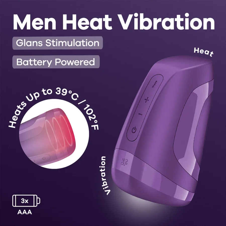 Мастурбатор Satisfyer Men Heat Vibration Battery Series имитатор минета, подогрев и вибрация