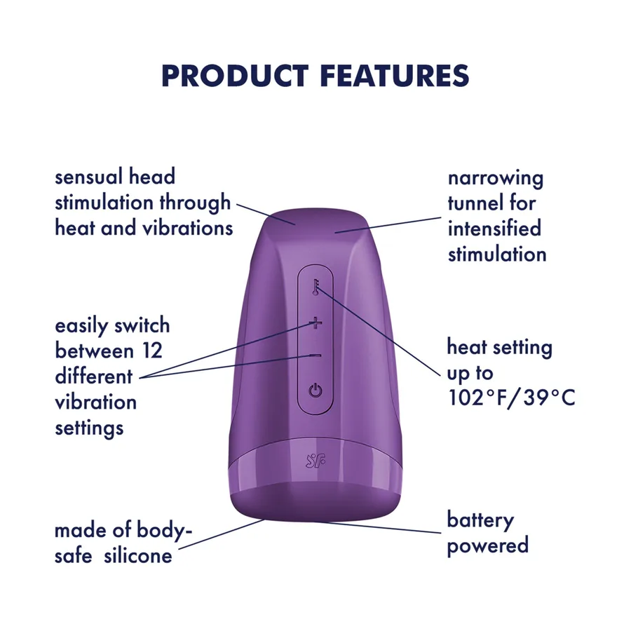 Мастурбатор Satisfyer Men Heat Vibration Battery Series имитатор минета, подогрев и вибрация