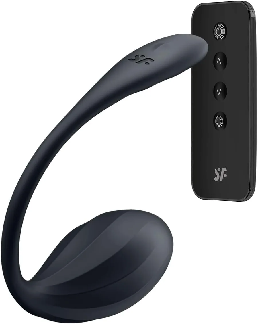 Смарт-виброяйцо Satisfyer Ribbed Petal Connect App Black, управление со смартфона, пульт ДУ