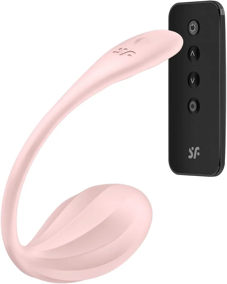 Смарт-виброяйцо Satisfyer Ribbed Petal Connect App Rose, управление со смартфона, пульт ДУ