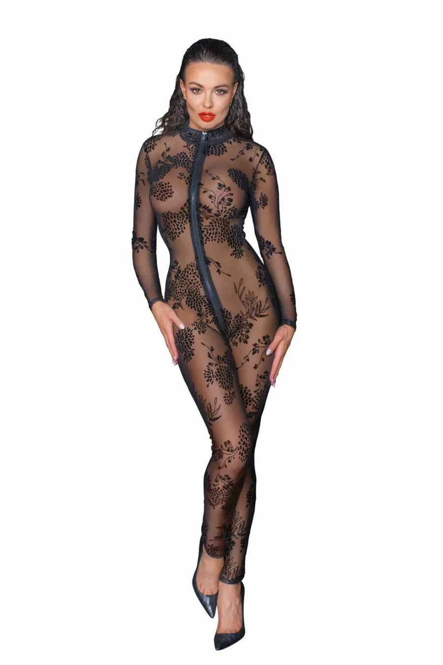 Сітчастий бодістокінг Noir Handmade F237 Long tulle overall, M
