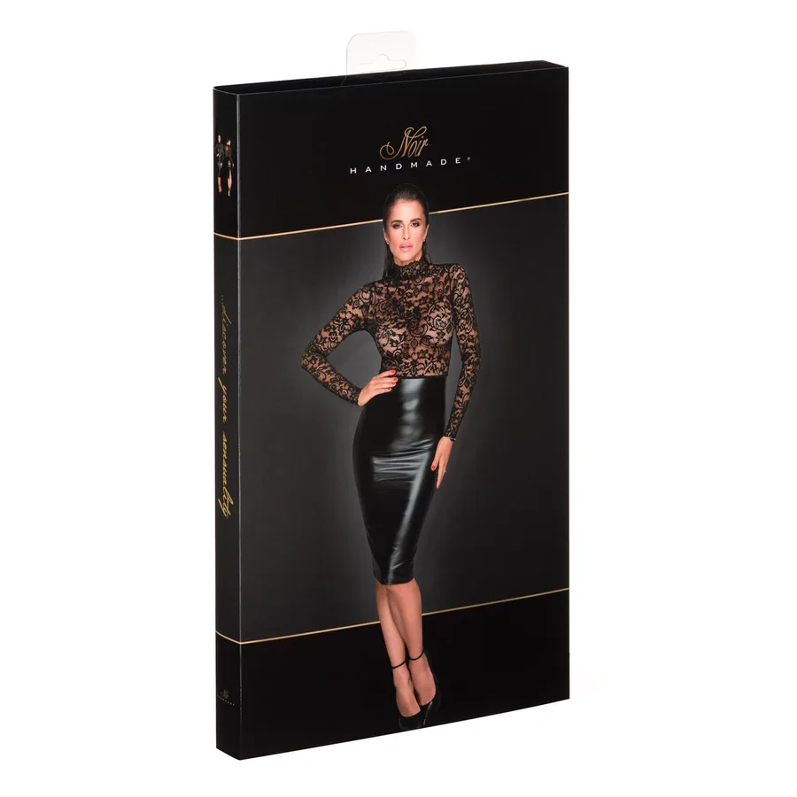Сукня з мереживним топом Noir Handmade F228 Midi dress with soft lace top, XXL, мокрий ефект