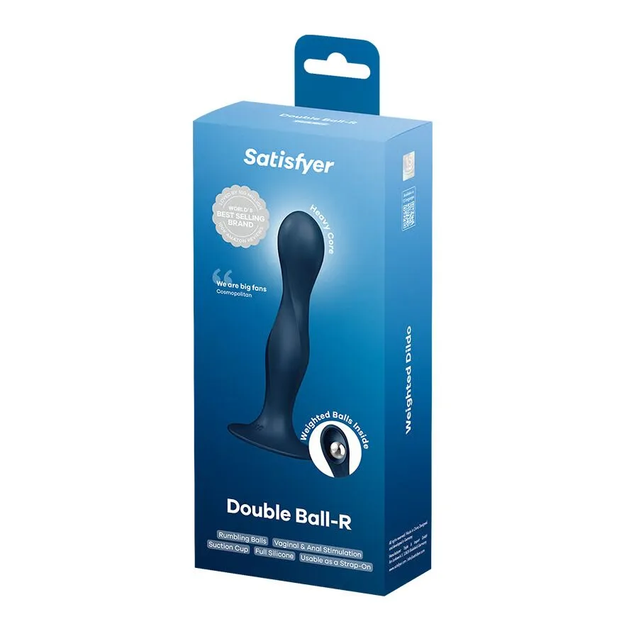 Дилдо Satisfyer Double Ball-R Dark Blue, унісекс, рухомі кульки всередині, на присосці