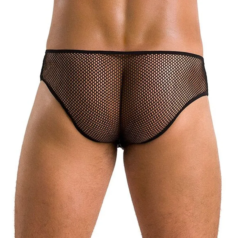 Мужские трусы со шнуровкой Passion 035 SLIP RICHARD S/M Black, экокожа, сетка