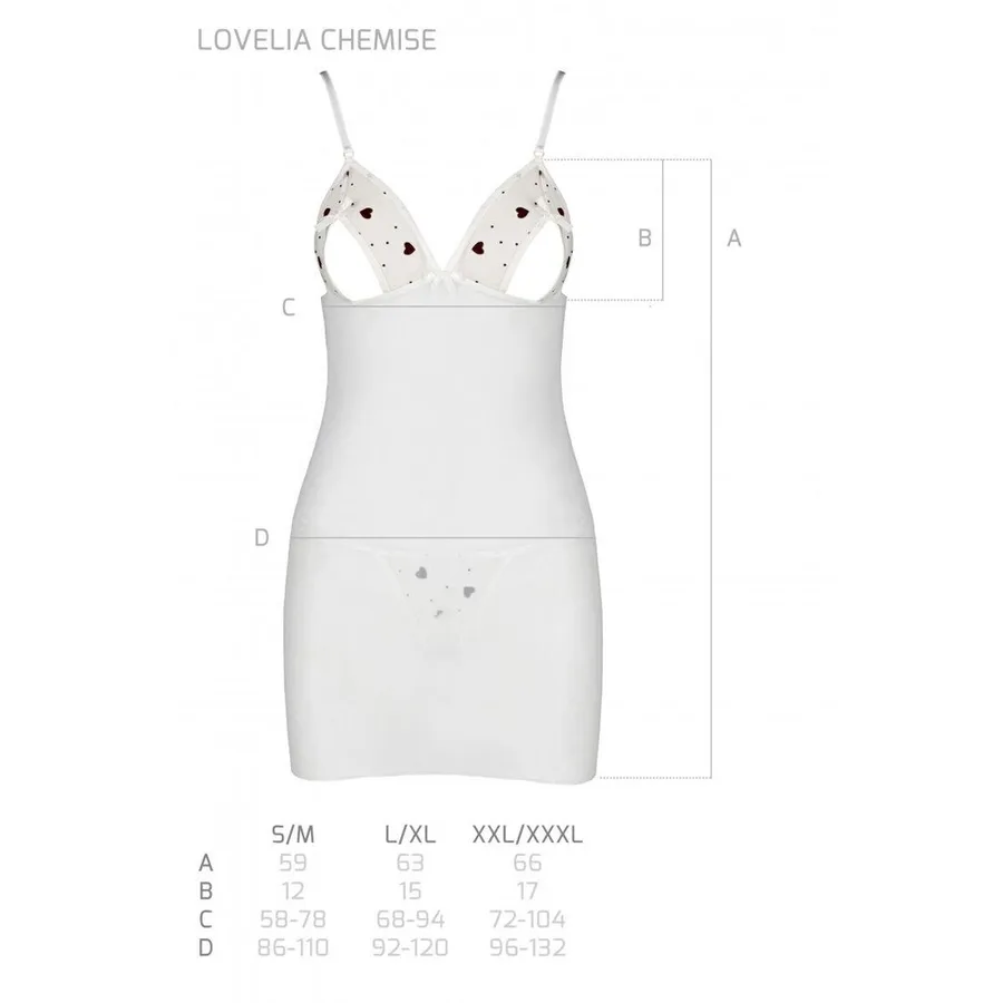 Сорочка с вырезами на груди, стринги Passion LOVELIA CHEMISE L/XL, white
