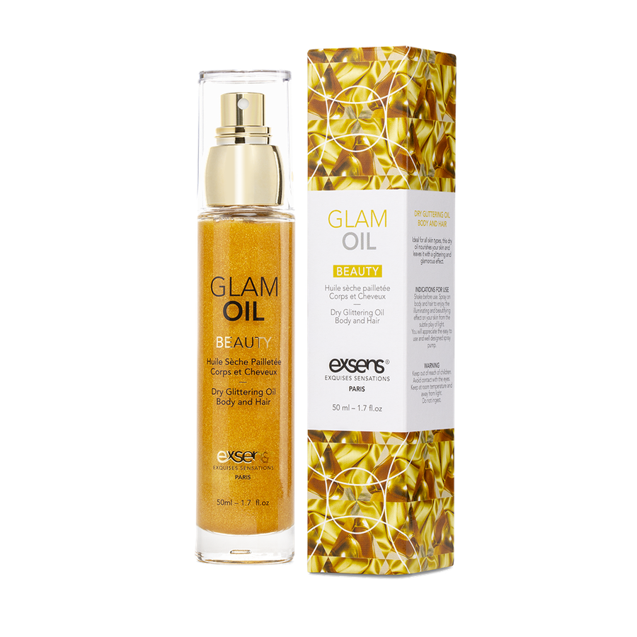 Олія для тіла з блиском EXSENS Glam Oil 50мл, з мигдальною олією, без парабенів і феноксіетанолу