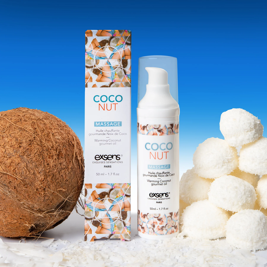 Масажна олія EXSENS Coconut 50 мл розігрівальна, без цукру, без парабенів, їстівна