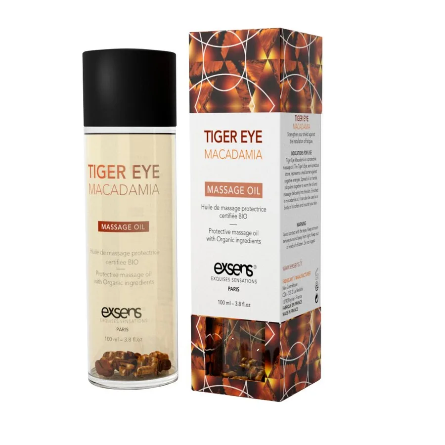 Массажное масло EXSENS Tiger Eye Macadamia (защита с тигровым глазом) 100мл, натуральное