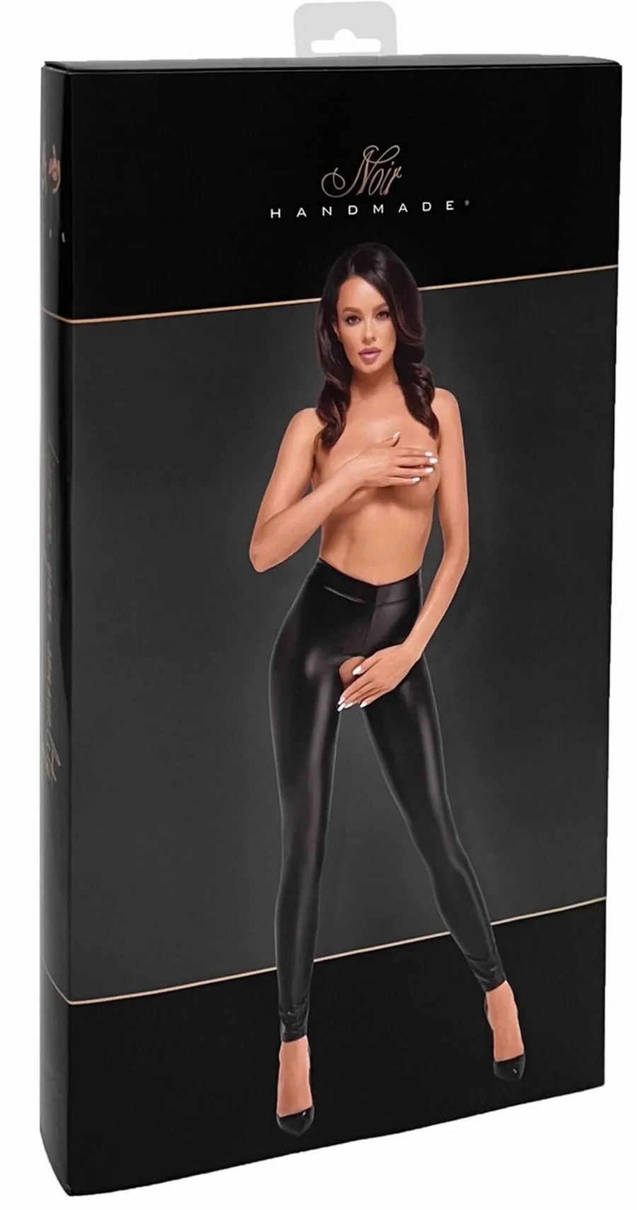 Лeггинсы Noir Handmade F304 Taboo, M, black, под латекс, открытые ягодицы и промежность
