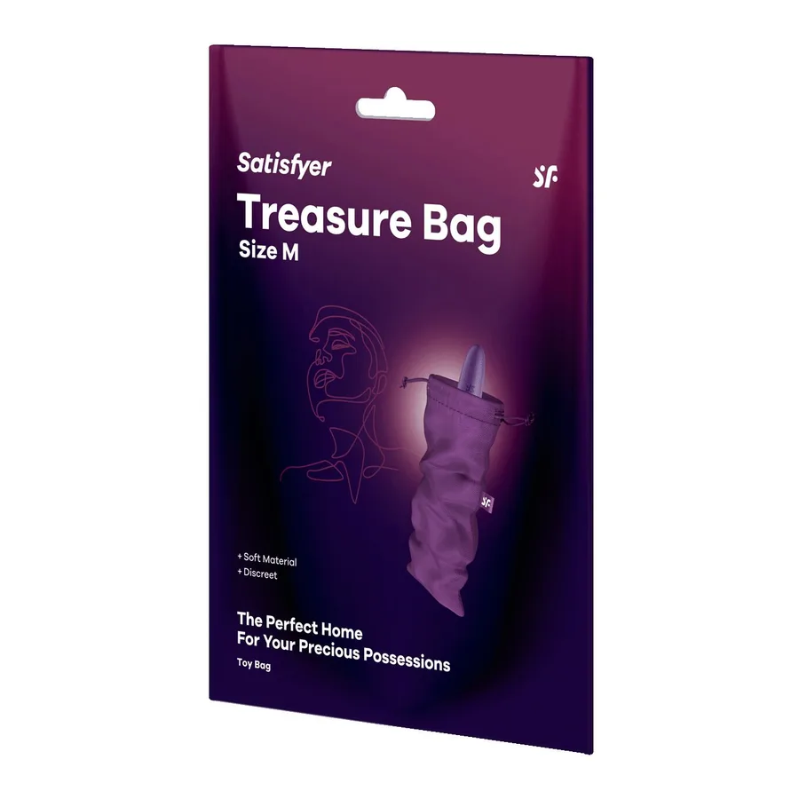 Мешочек для секс-игрушек Satisfyer Treasure Bag M, фиолетовый, на шнурке