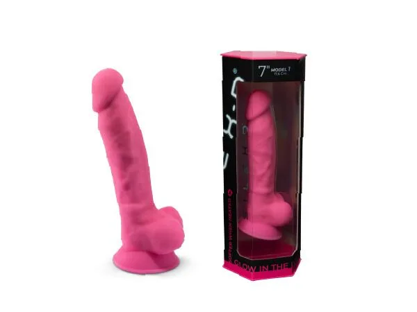 Фаллоимитатор SilexD Johnny Pink Glow in the dark, двухслойный, силикон+Silexpan, диаметр 3,5см