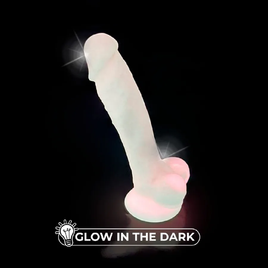 Фаллоимитатор SilexD Johnny Pink Glow in the dark, двухслойный, силикон+Silexpan, диаметр 3,5см