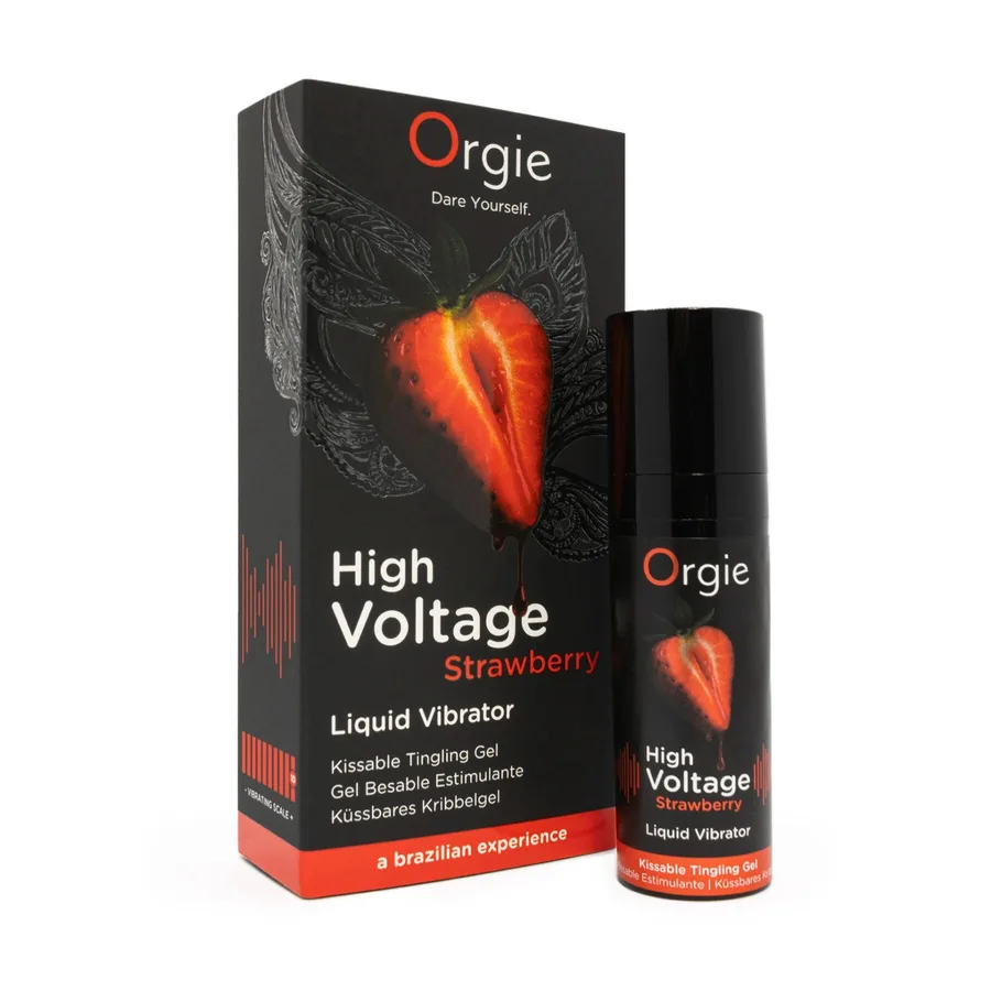 Рідкий вібратор Orgie High Voltage – Strawberry, 15 мл, ефект мурашок, дуже потужний, смак полуниці